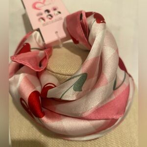 True love accessories Pink Gingham Cherry Print accent scarf 27” square